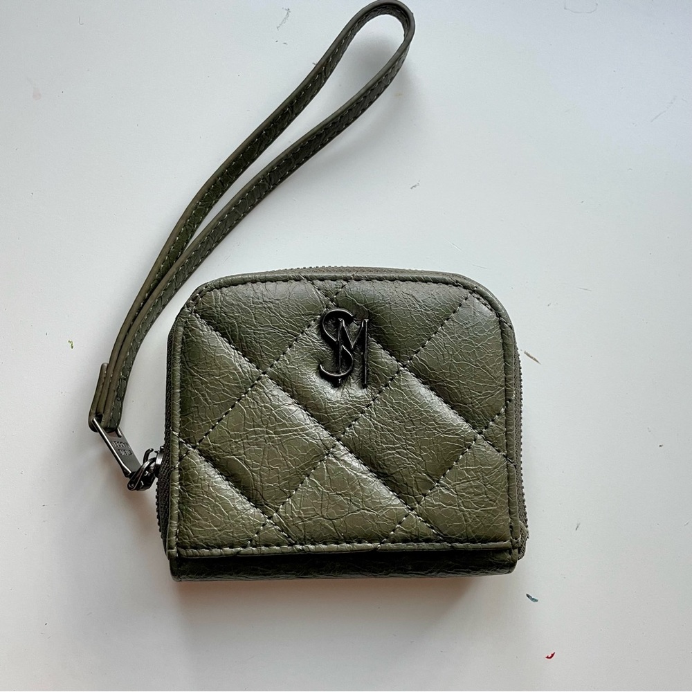Olive Quilted Leather Wristlet Wallet
